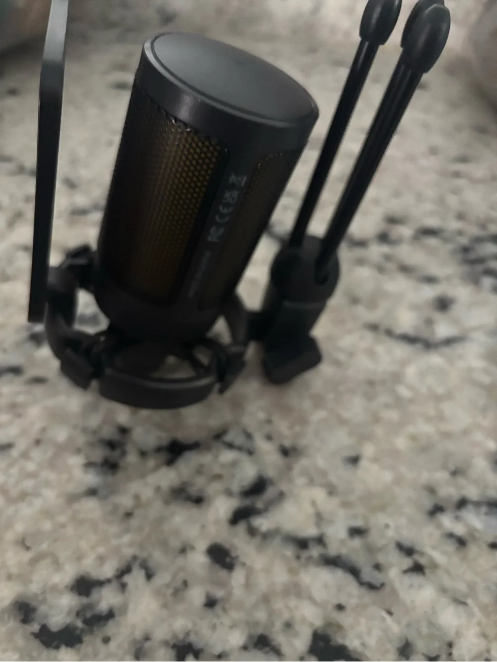 Black Desktop Microphone with Shock Mount and Pop Filter